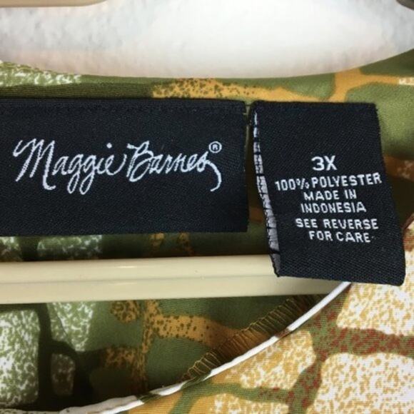 Secretary Chic Top Shirt Shell Animal Print Olive Mustard brown White Plus 3X - Picture 6 of 13